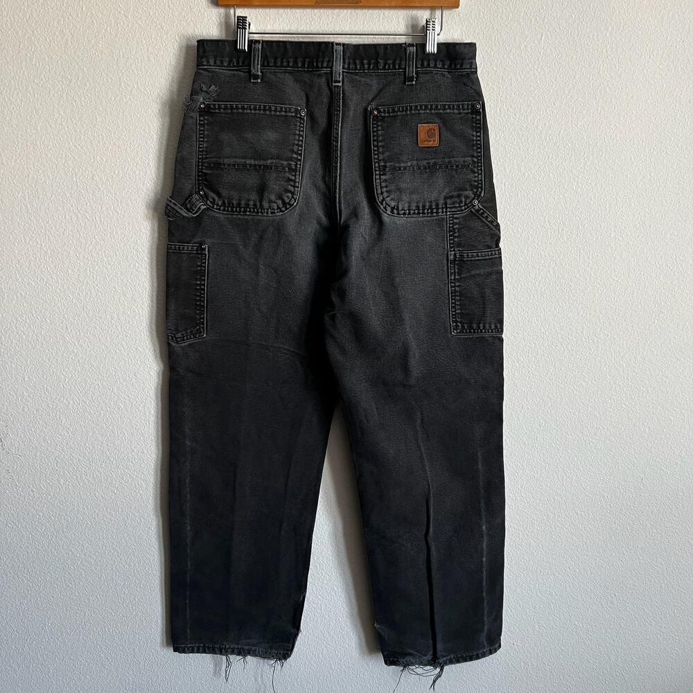 Carhartt faded black double knee work wear carpenter pants - Picture 5 of 12